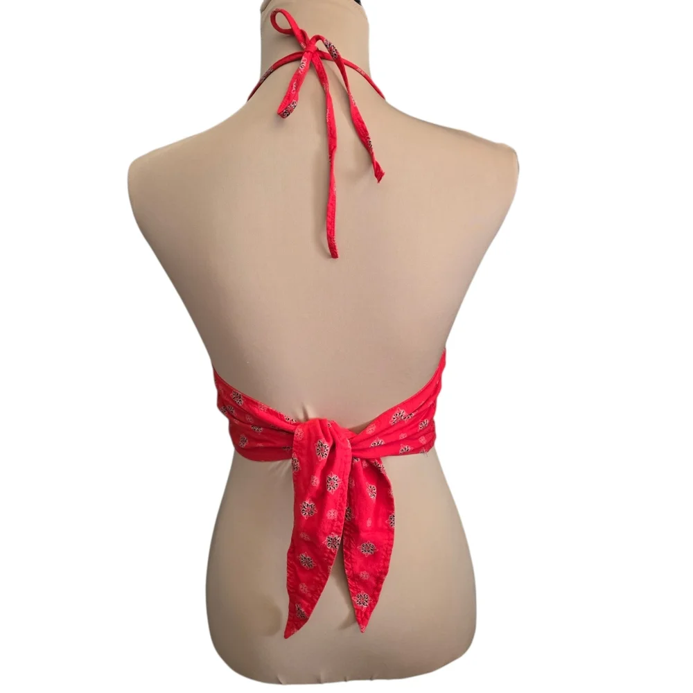 Hollister Vibrant Red Halter Smocked Crop Top - Small - Picture 4 of 5